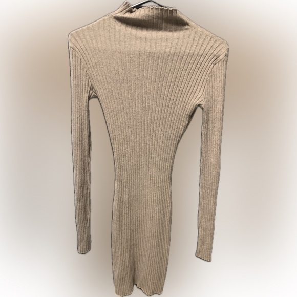 Lulus Snug as Can Be Ribbed Bodycon Sweater Dress Taupe Brown Women’s Size XS - Picture 5 of 5